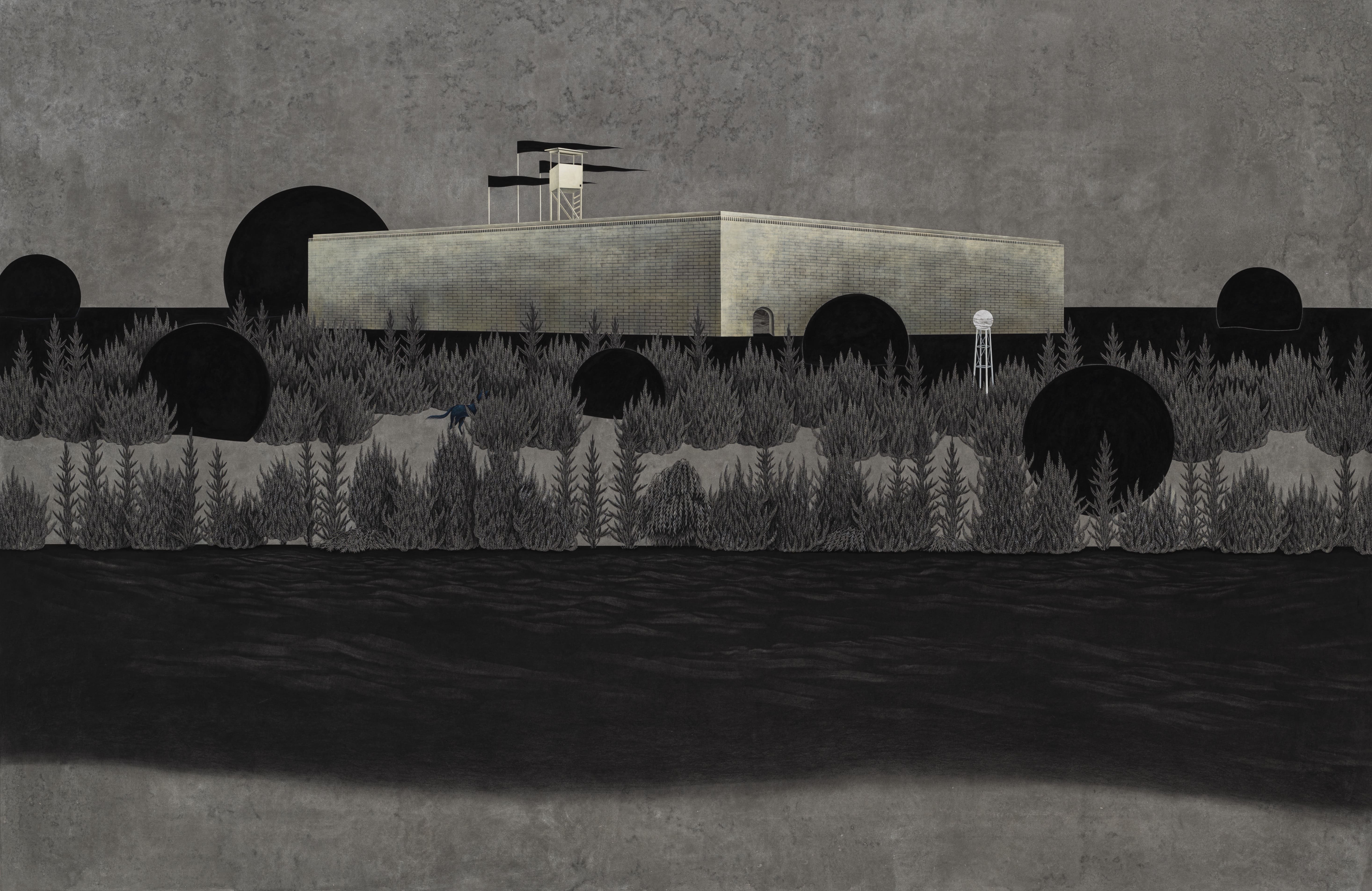 보이지 않는 눈과 응집된 것 130x200cm 장지에 먹 콩테, 채색 2022Invisible Eyes and Agglomeration Ink, conte and color on korean paper.jpg